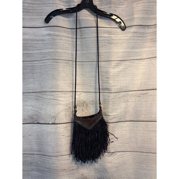 Tylie Malibu Leather Fringe Crossbody Bag With Studs - Picture 1 of 4